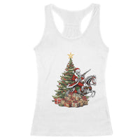 Outlaw Cowboy On Skeleton Horse Racerback Tank Top Dark Western Christmas - Wonder Print Shop