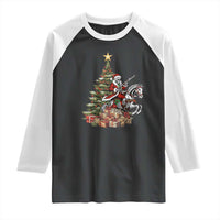 Outlaw Cowboy On Skeleton Horse Raglan Shirt Dark Western Christmas - Wonder Print Shop