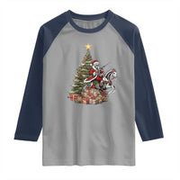 Outlaw Cowboy On Skeleton Horse Raglan Shirt Dark Western Christmas - Wonder Print Shop