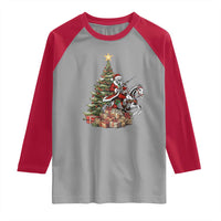 Outlaw Cowboy On Skeleton Horse Raglan Shirt Dark Western Christmas - Wonder Print Shop