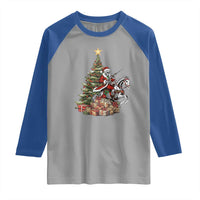 Outlaw Cowboy On Skeleton Horse Raglan Shirt Dark Western Christmas - Wonder Print Shop