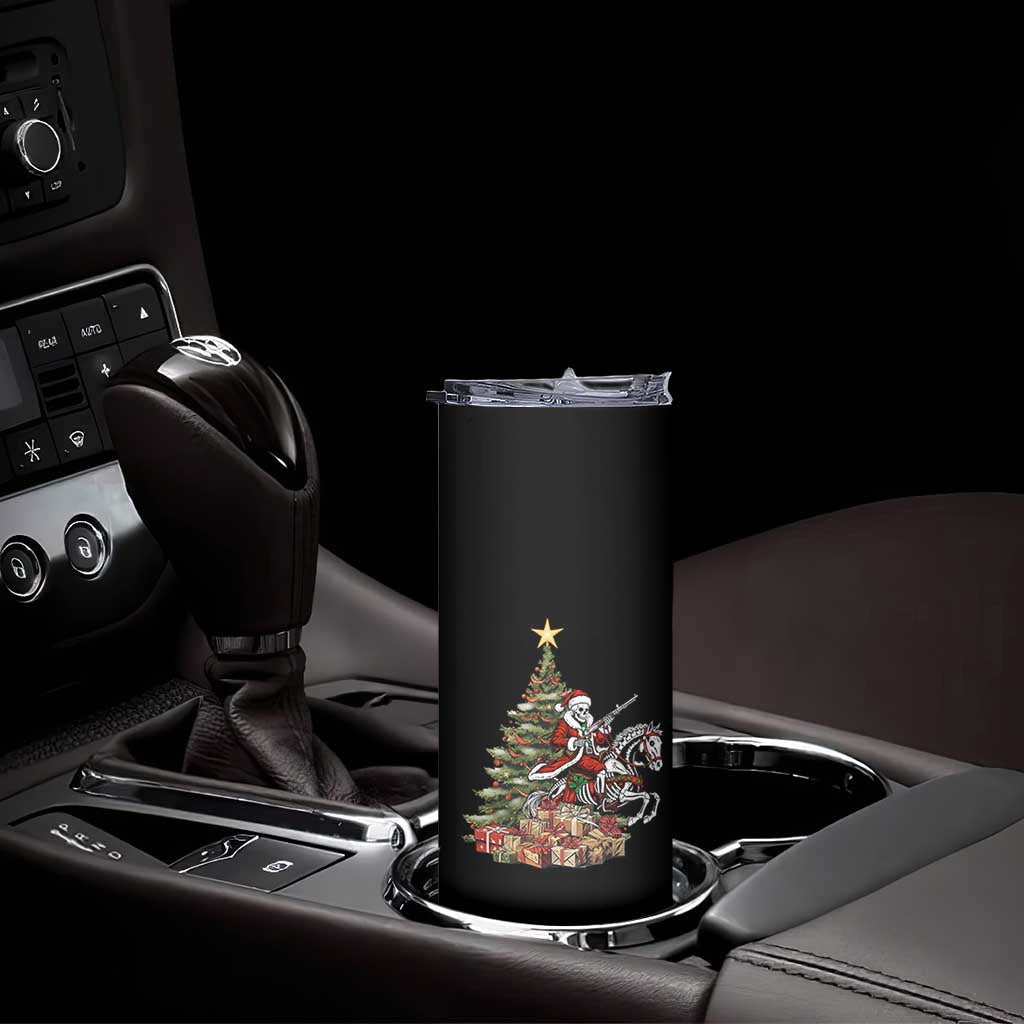 Outlaw Cowboy On Skeleton Horse Skinny Tumbler Dark Western Christmas - Wonder Print Shop