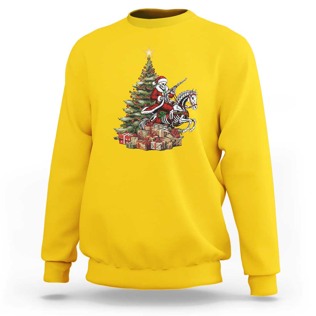 Outlaw Cowboy On Skeleton Horse Sweatshirt Dark Western Christmas - Wonder Print Shop