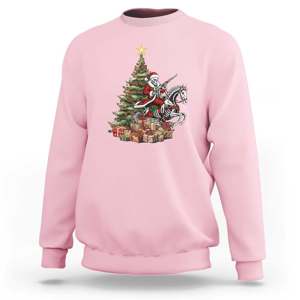 Outlaw Cowboy On Skeleton Horse Sweatshirt Dark Western Christmas - Wonder Print Shop