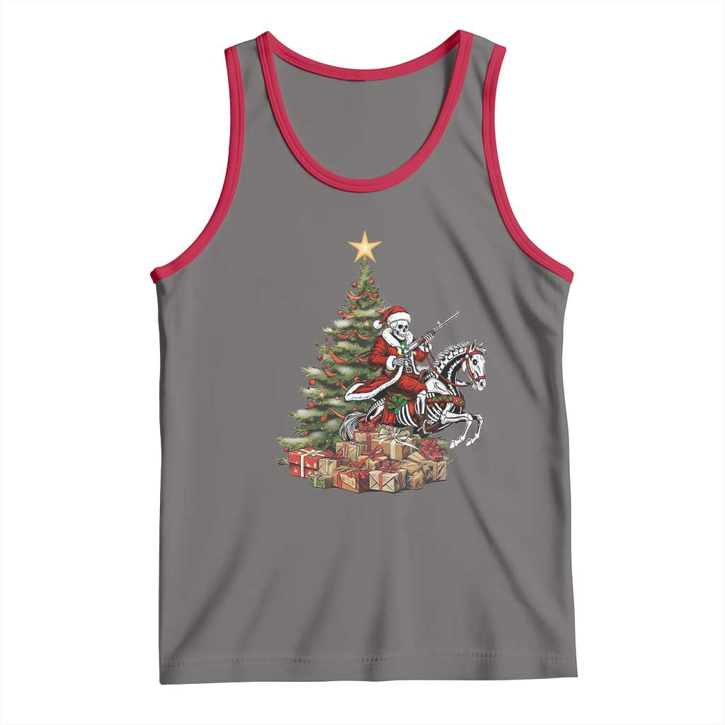 Outlaw Cowboy On Skeleton Horse Tank Top Dark Western Christmas - Wonder Print Shop