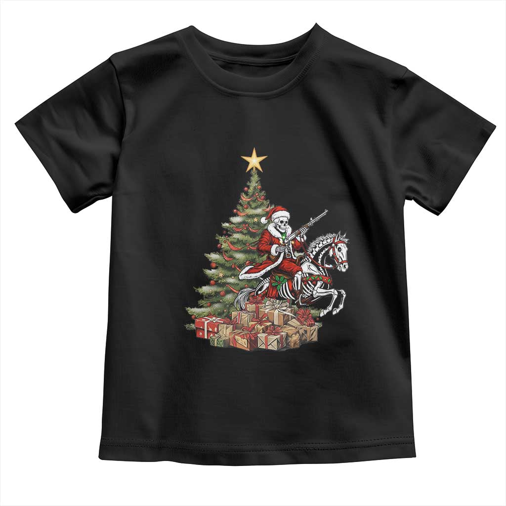 Outlaw Cowboy On Skeleton Horse Toddler T Shirt Dark Western Christmas - Wonder Print Shop