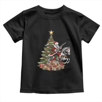 Outlaw Cowboy On Skeleton Horse Toddler T Shirt Dark Western Christmas - Wonder Print Shop