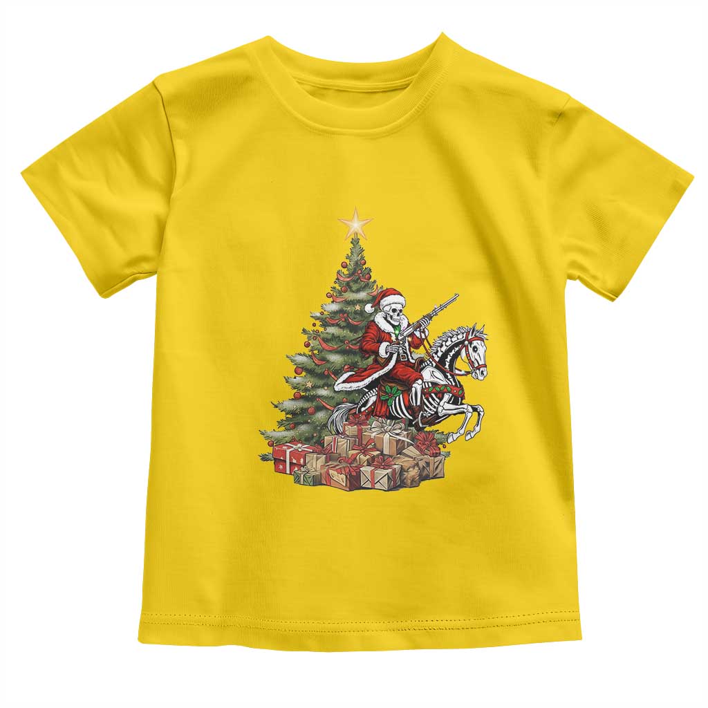 Outlaw Cowboy On Skeleton Horse Toddler T Shirt Dark Western Christmas - Wonder Print Shop