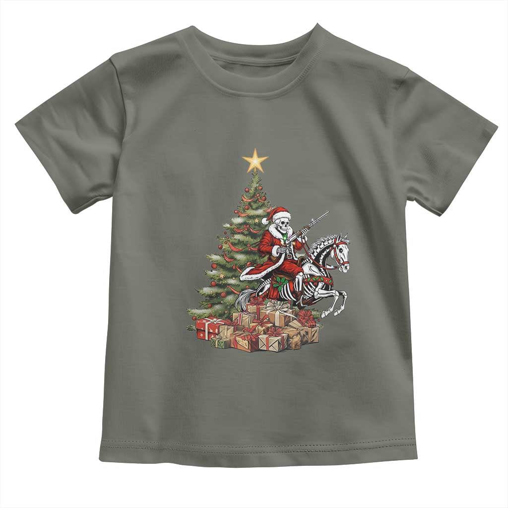 Outlaw Cowboy On Skeleton Horse Toddler T Shirt Dark Western Christmas - Wonder Print Shop