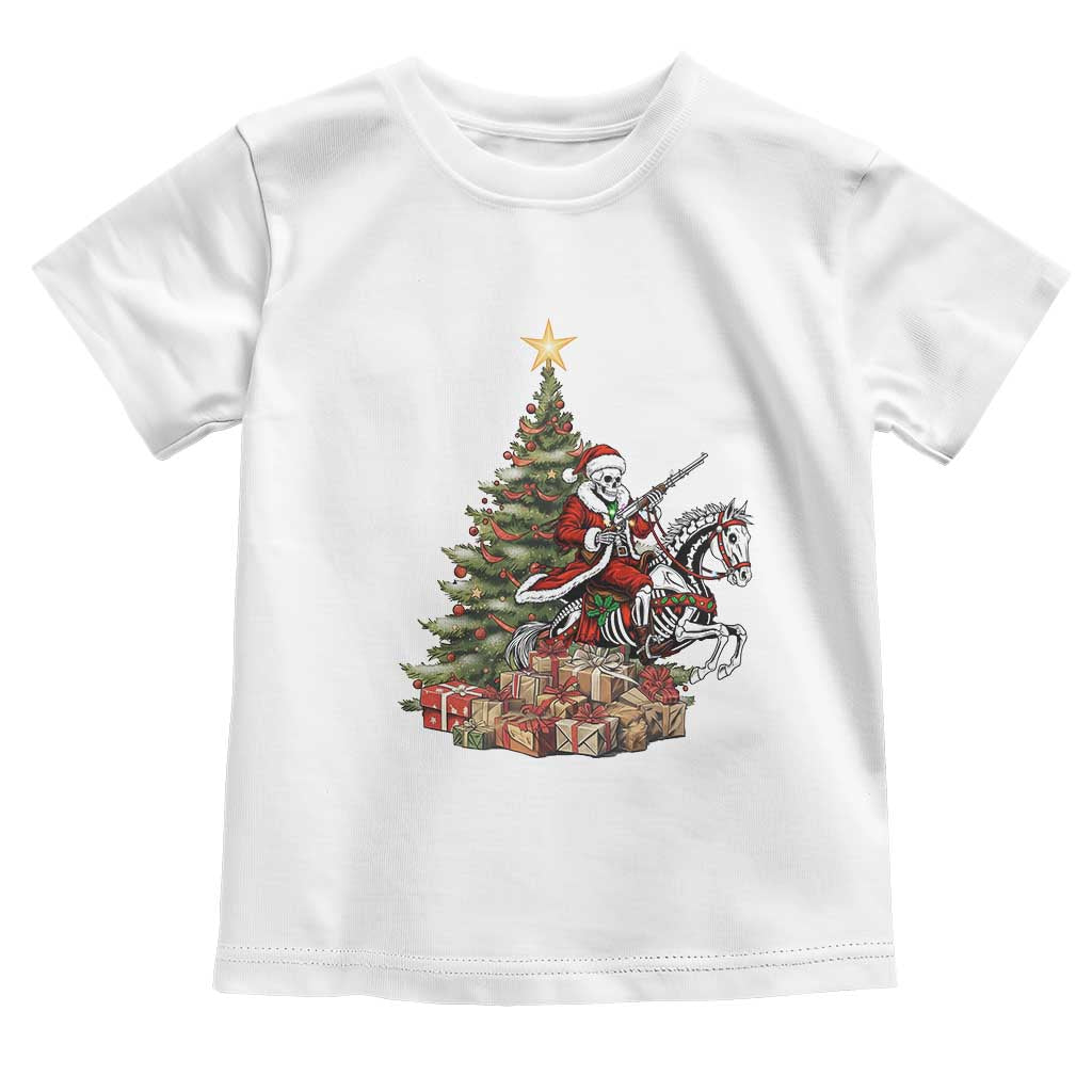 Outlaw Cowboy On Skeleton Horse Toddler T Shirt Dark Western Christmas - Wonder Print Shop
