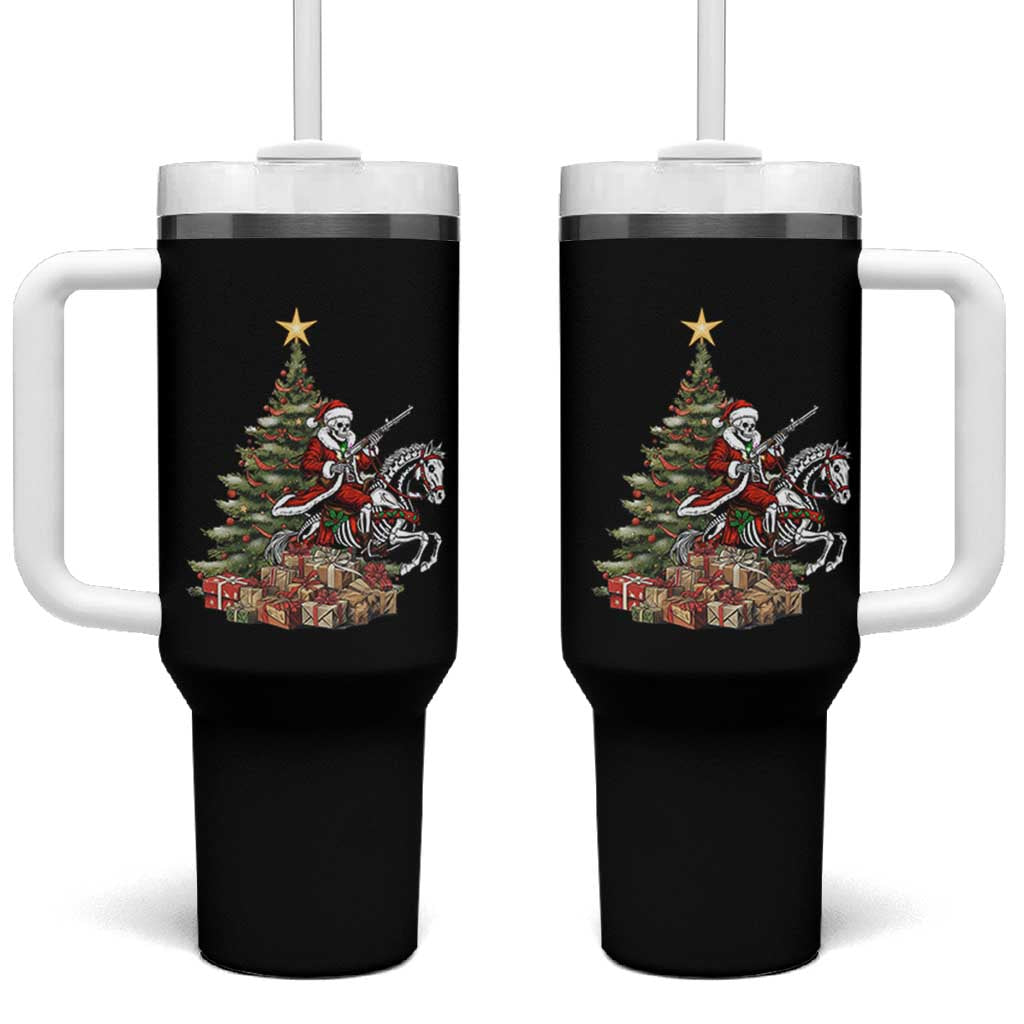 Outlaw Cowboy On Skeleton Horse Tumbler With Handle Dark Western Christmas - Wonder Print Shop