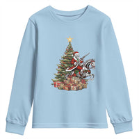 Outlaw Cowboy On Skeleton Horse Youth Sweatshirt Dark Western Christmas - Wonder Print Shop
