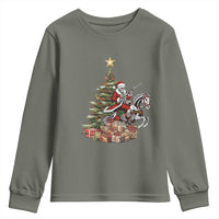 Outlaw Cowboy On Skeleton Horse Youth Sweatshirt Dark Western Christmas - Wonder Print Shop
