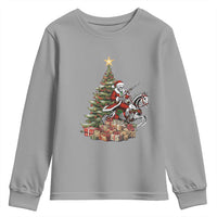 Outlaw Cowboy On Skeleton Horse Youth Sweatshirt Dark Western Christmas - Wonder Print Shop