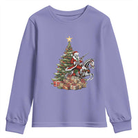 Outlaw Cowboy On Skeleton Horse Youth Sweatshirt Dark Western Christmas - Wonder Print Shop