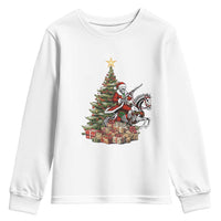 Outlaw Cowboy On Skeleton Horse Youth Sweatshirt Dark Western Christmas - Wonder Print Shop