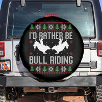 Id Rather Be Bull Riding Spare Tire Cover Rodeo Bull Rider Ugly Christmas Gift - Wonder Print Shop