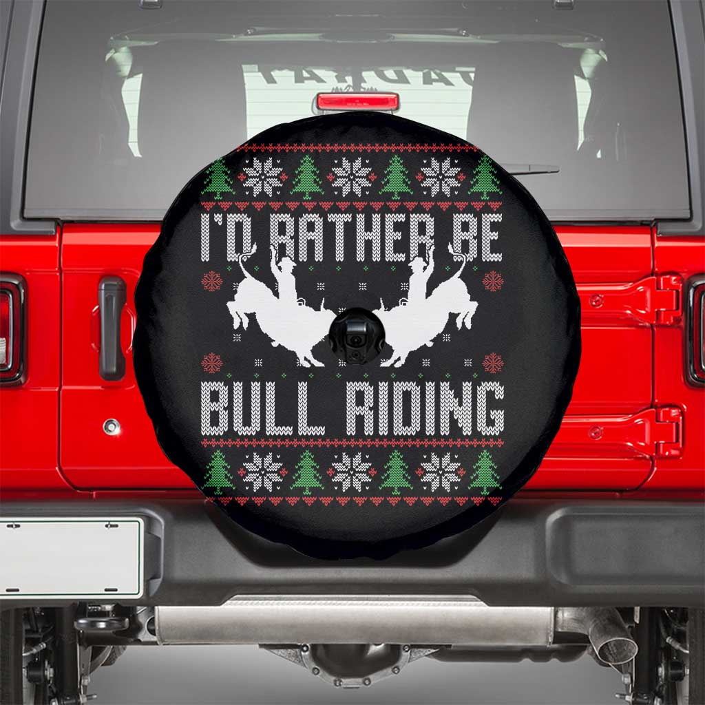 Id Rather Be Bull Riding Spare Tire Cover Rodeo Bull Rider Ugly Christmas Gift - Wonder Print Shop