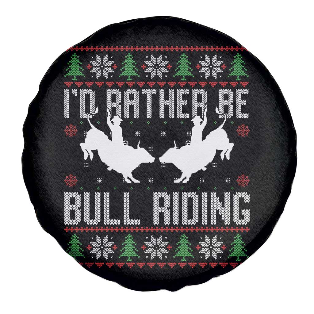 Id Rather Be Bull Riding Spare Tire Cover Rodeo Bull Rider Ugly Christmas Gift - Wonder Print Shop