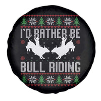 Id Rather Be Bull Riding Spare Tire Cover Rodeo Bull Rider Ugly Christmas Gift - Wonder Print Shop