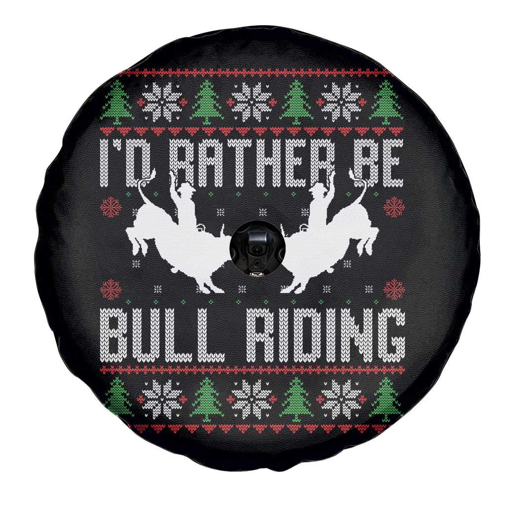 Id Rather Be Bull Riding Spare Tire Cover Rodeo Bull Rider Ugly Christmas Gift - Wonder Print Shop