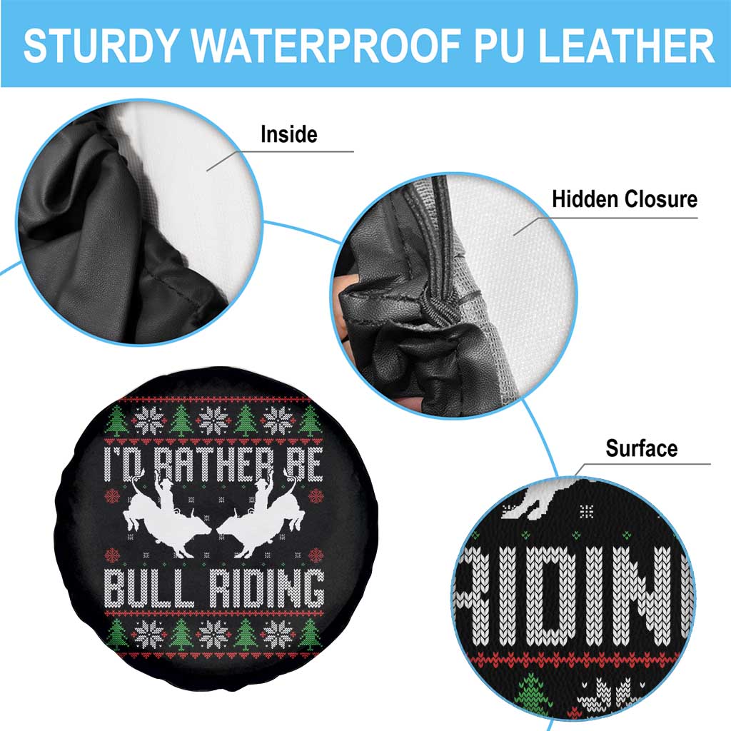 Id Rather Be Bull Riding Spare Tire Cover Rodeo Bull Rider Ugly Christmas Gift - Wonder Print Shop