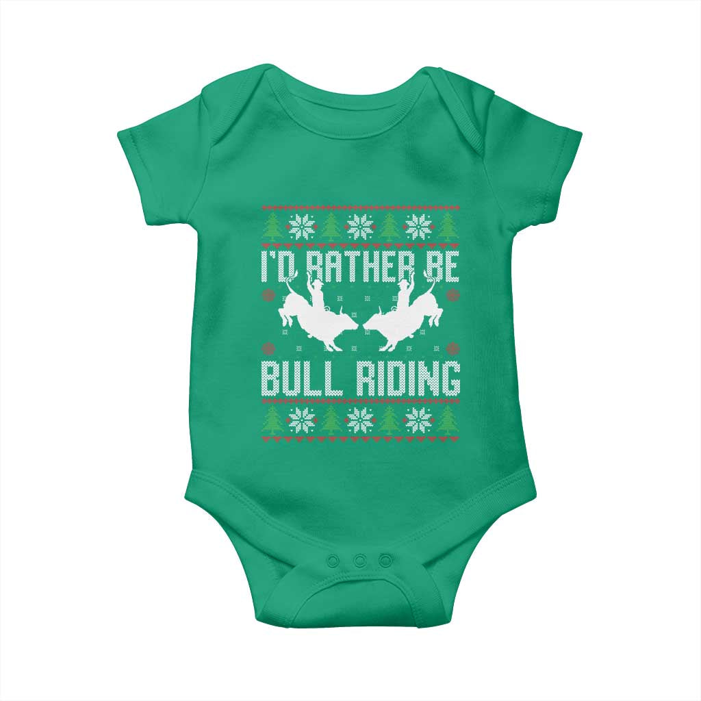 Id Rather Be Bull Riding Baby Onesie Rodeo Bull Rider Ugly Christmas Gift - Wonder Print Shop