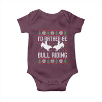 Id Rather Be Bull Riding Baby Onesie Rodeo Bull Rider Ugly Christmas Gift - Wonder Print Shop