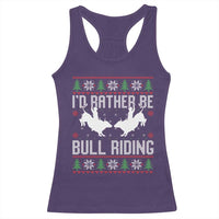 Id Rather Be Bull Riding Racerback Tank Top Rodeo Bull Rider Ugly Christmas Gift - Wonder Print Shop