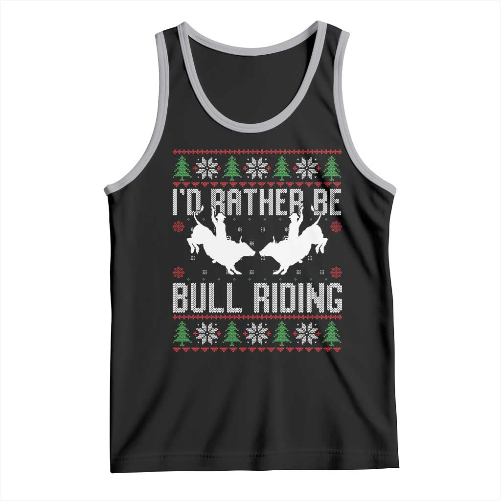 Id Rather Be Bull Riding Tank Top Rodeo Bull Rider Ugly Christmas Gift - Wonder Print Shop