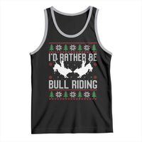 Id Rather Be Bull Riding Tank Top Rodeo Bull Rider Ugly Christmas Gift - Wonder Print Shop