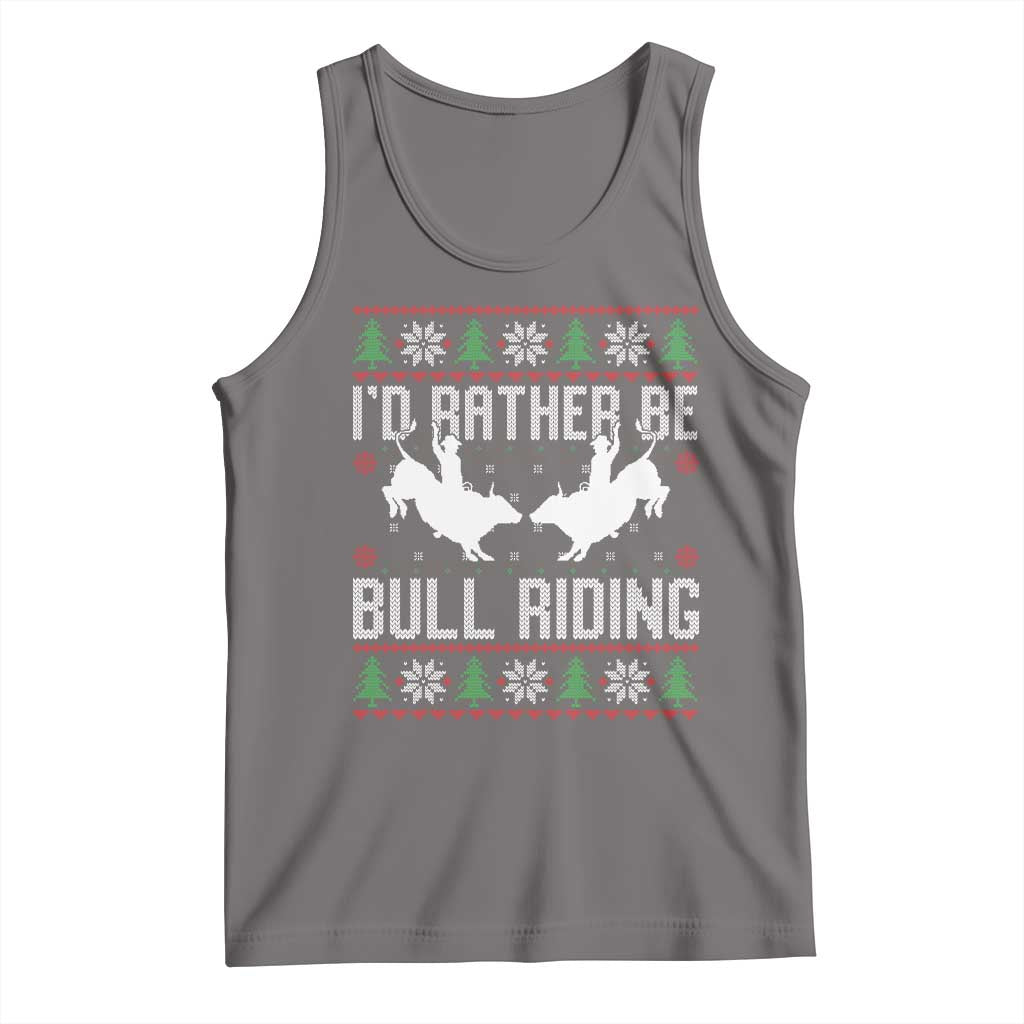 Id Rather Be Bull Riding Tank Top Rodeo Bull Rider Ugly Christmas Gift - Wonder Print Shop