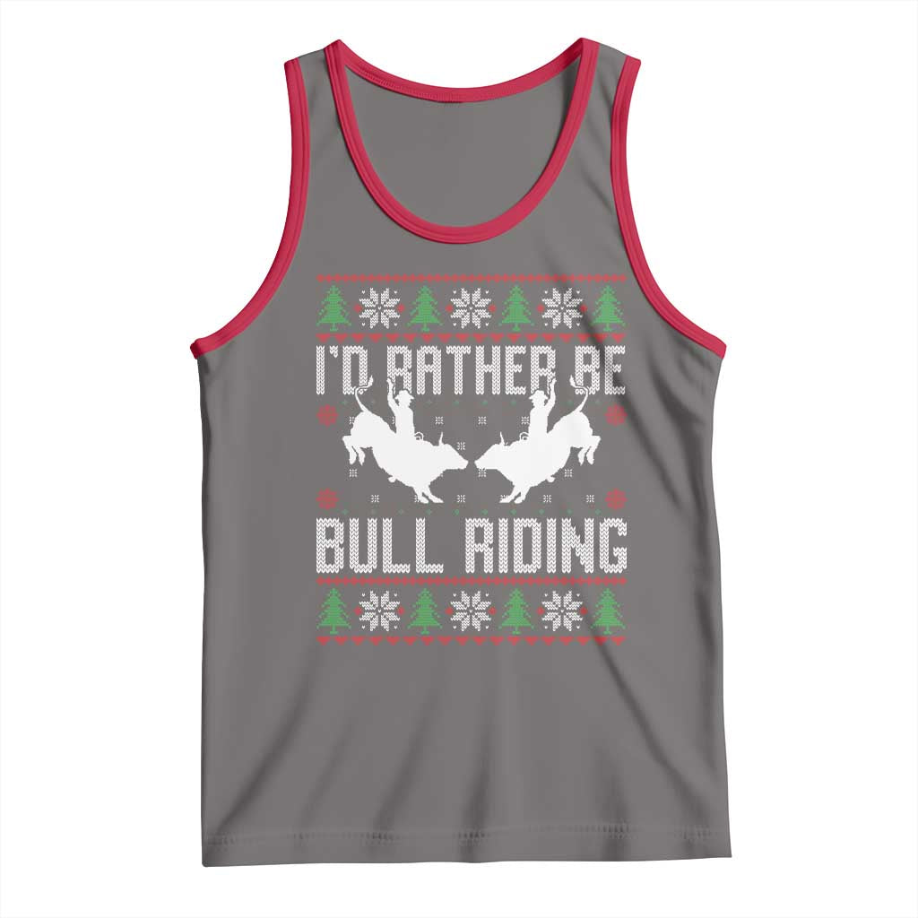 Id Rather Be Bull Riding Tank Top Rodeo Bull Rider Ugly Christmas Gift - Wonder Print Shop