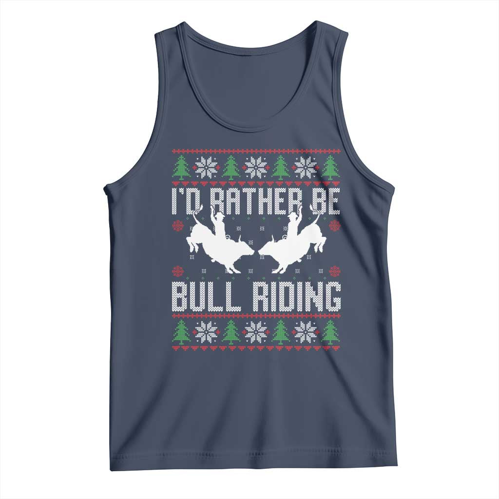 Id Rather Be Bull Riding Tank Top Rodeo Bull Rider Ugly Christmas Gift - Wonder Print Shop