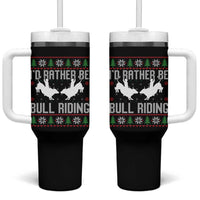 Id Rather Be Bull Riding Tumbler With Handle Rodeo Bull Rider Ugly Christmas Gift - Wonder Print Shop