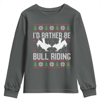Id Rather Be Bull Riding Youth Sweatshirt Rodeo Bull Rider Ugly Christmas Gift - Wonder Print Shop