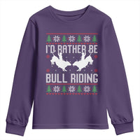 Id Rather Be Bull Riding Youth Sweatshirt Rodeo Bull Rider Ugly Christmas Gift - Wonder Print Shop