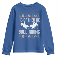 Id Rather Be Bull Riding Youth Sweatshirt Rodeo Bull Rider Ugly Christmas Gift - Wonder Print Shop