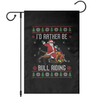 Id Rather Be Bull Riding Garden Flag Black Santa Bull Rider Ugly Christmas Gift - Wonder Print Shop