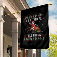 Id Rather Be Bull Riding Garden Flag Black Santa Bull Rider Ugly Christmas Gift - Wonder Print Shop