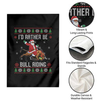 Id Rather Be Bull Riding Garden Flag Black Santa Bull Rider Ugly Christmas Gift - Wonder Print Shop