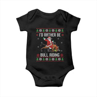Id Rather Be Bull Riding Baby Onesie Black Santa Bull Rider Ugly Christmas Gift - Wonder Print Shop