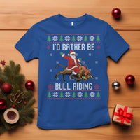 Id Rather Be Bull Riding T Shirt Black Santa Bull Rider Ugly Christmas Gift - Wonder Print Shop