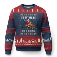 Id Rather Be Bull Riding Ugly Christmas Sweater Black Santa Bull Rider Ugly Christmas Gift - Wonder Print Shop