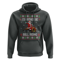 Id Rather Be Bull Riding Hoodie Black Santa Bull Rider Ugly Christmas Gift - Wonder Print Shop