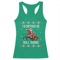 Id Rather Be Bull Riding Racerback Tank Top Black Santa Bull Rider Ugly Christmas Gift - Wonder Print Shop