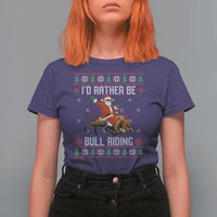 Id Rather Be Bull Riding T Shirt For Women Black Santa Bull Rider Ugly Christmas Gift - Wonder Print Shop