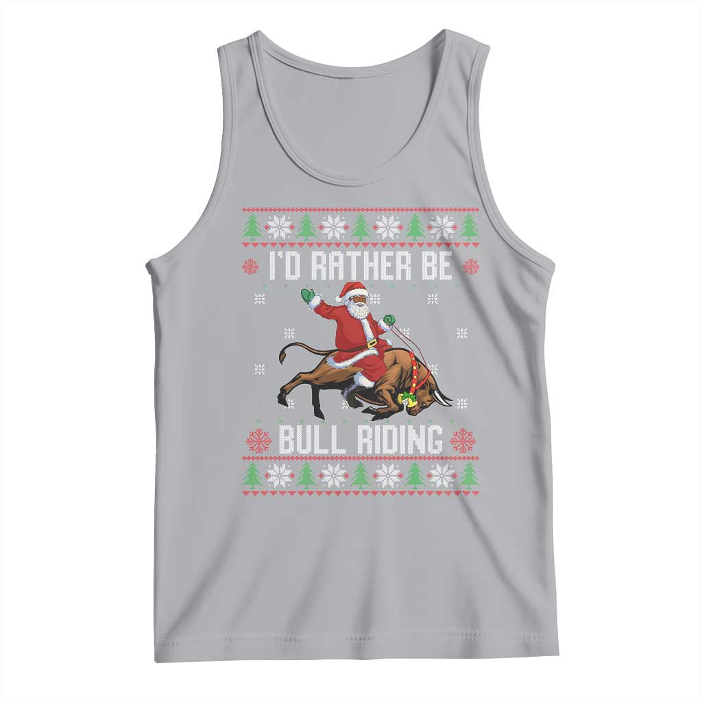 Id Rather Be Bull Riding Tank Top Black Santa Bull Rider Ugly Christmas Gift - Wonder Print Shop