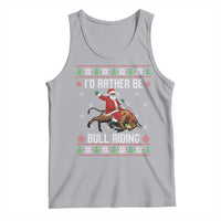 Id Rather Be Bull Riding Tank Top Black Santa Bull Rider Ugly Christmas Gift - Wonder Print Shop