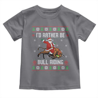 Id Rather Be Bull Riding Toddler T Shirt Black Santa Bull Rider Ugly Christmas Gift - Wonder Print Shop